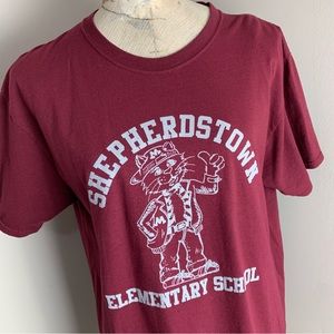 Vintage Shepherdstown Elementary School Burgundy T Shirt Mens Size West Virginia